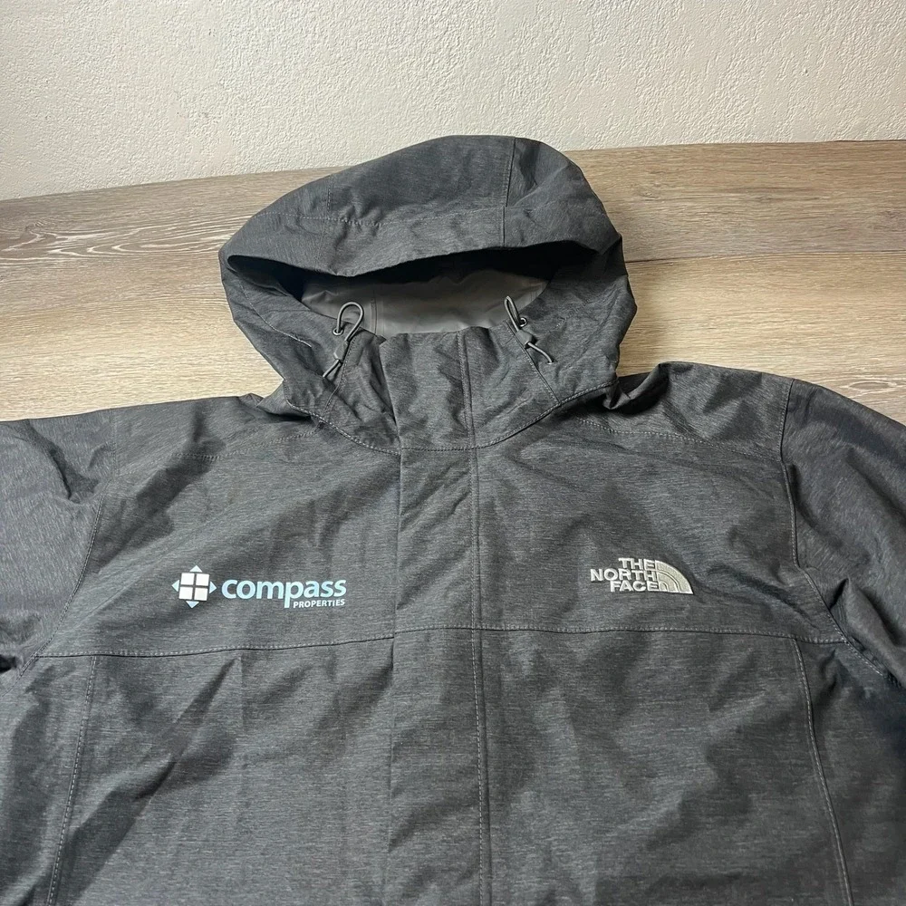 The North Face Rain Jacket Mens Small Grey DryVent Hooded Compass Shell NF0A3LH4